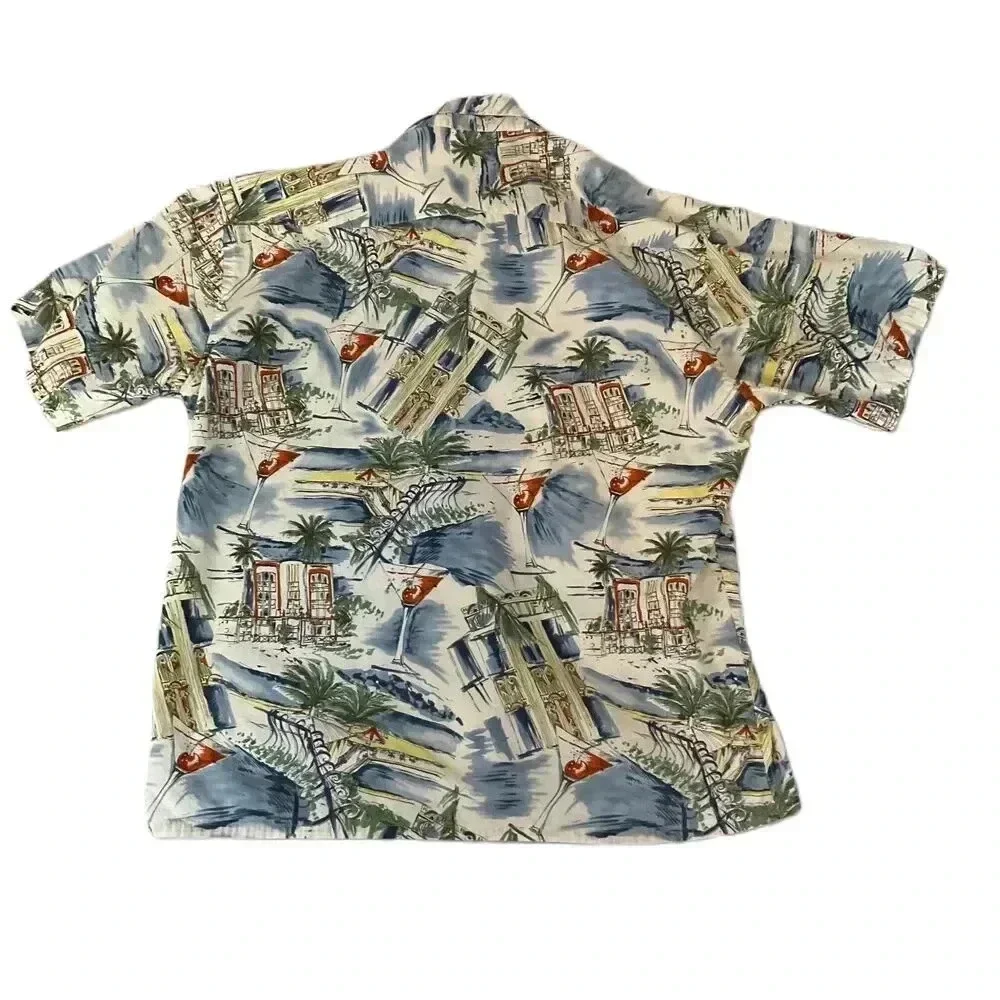 Pierre Cardin Multicolor Short Sleeve Button Up‎ Hawaiian Shirt Mens XL